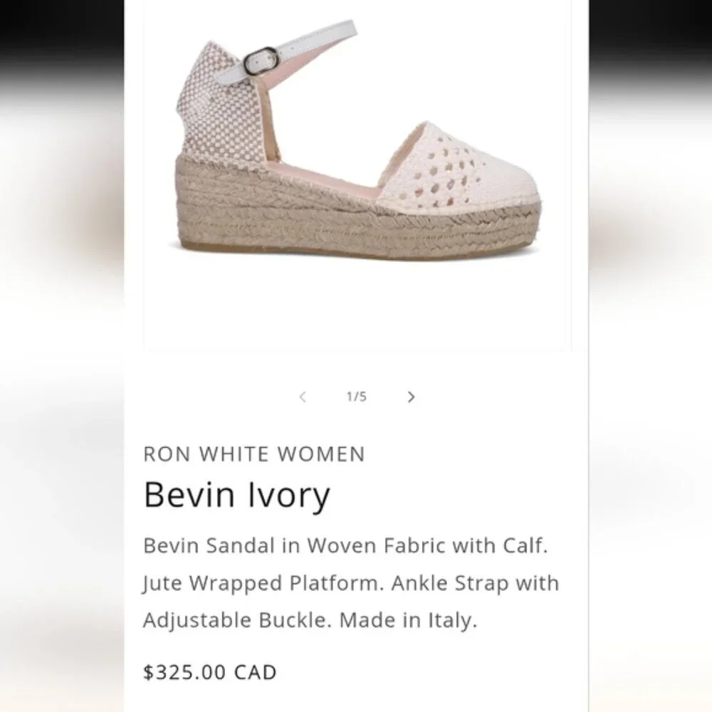 Browns Crochet Espadrille Sandal, cream Woven Fabric Jute Platform SZ 11 EU 41